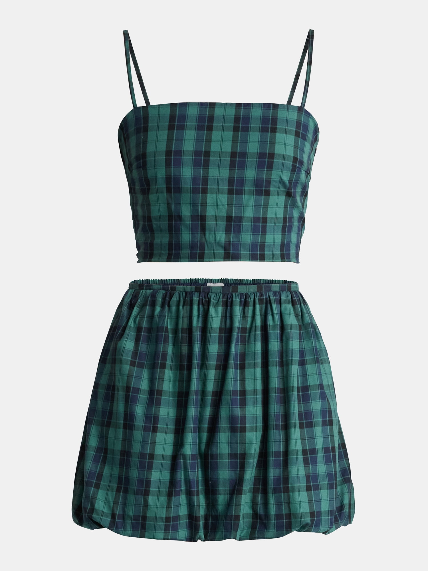 No Boundaries Cotton Cami and Mini Bubble Skirt Set, 2-Piece, Women's Sizes XXS-XXL