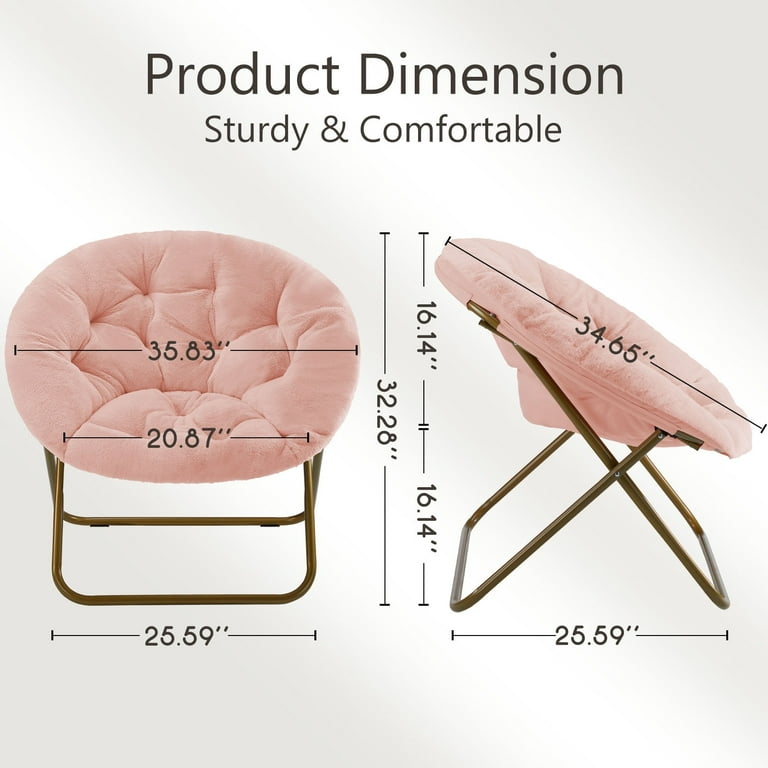 edx, Faux Fur Saucer Chair, Foldable Accent Chair, Pink - Walmart.com