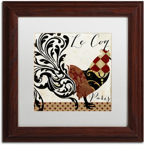 Trademark Fine Art "Roosters of Paris II" Canvas Art by Color Bakery White Matte, Wood Frame