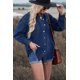 thumbnail image 2 of ABPHQTO Chaqueta vaquera de mujer azul con bolsillo bajo sin rematar y botones, 2 of 5