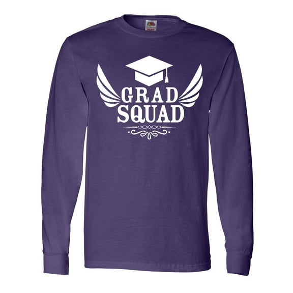 Inktastic Grad Squad with Graduation Cap and Wings Long Sleeve T-Shirt