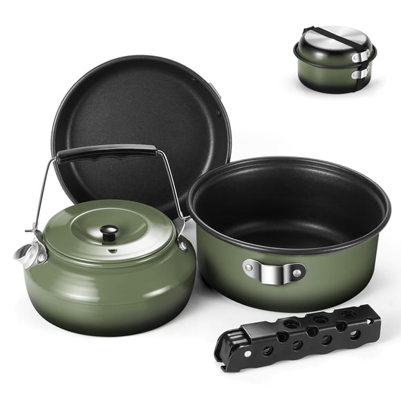 Juego de utensilios de cocina para acampar Odoland, antiadherentes, con hervidor de agua, 1,2 L, 5 unidades