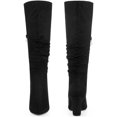 thumbnail image 2 of BLISSFUL STEP Women's Boots Pointed Toe Block Heel Knee High Boots Black 5.5, 2 of 7