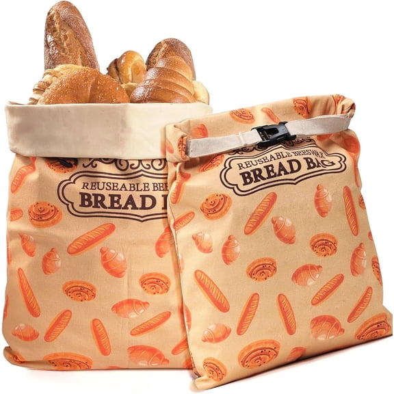 2 Pack Beeswax Bread Bags for Sourdough β XL Reusable Cotton Lining Storage Bag for Homemade Bread (17" x 12.6")