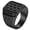Black, variant on Men's Stainless Steel Brick Pattern Rings Unique Block Geometric Top Band, Bold Industrial Statement Jewelry Gift for Daily Wear Black Size 11