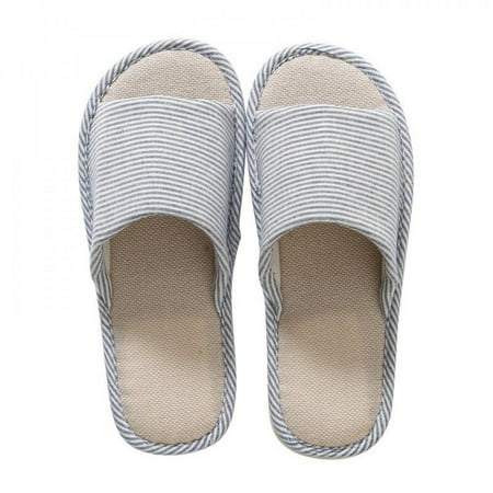 

Final Clearance! Men Women House Indoor Slippers Cozy Warm Casual Anti-Slip Linen Plaid Shoes Sandals