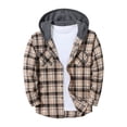 thumbnail image 4 of Wuxian Men's Flannel Hoodie Shirts Casual Button Down Plaid Shirt Jackets For Men Long Sleeve Stylish Hooded With Pockets, 4 of 6