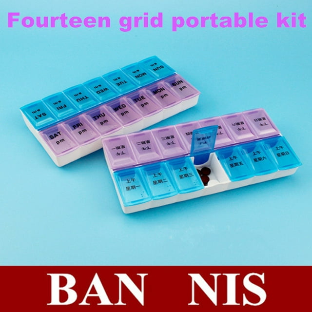 yingyy 14 Grids 7 Days Weekly Pill Case Jewelry Storage Box Pill Organizer Vitamins Splitters Container Jewelry Storage Box