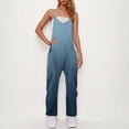 thumbnail image 2 of Women's Casual Cold Shoulder Jumpsuit with Wide Leg Pants, Functional Side Pockets, Perfect for Summer Vacation, Beach Outing, or Daily Lounge, Versatile | CSEONE,Blue 2XL, 2 of 8