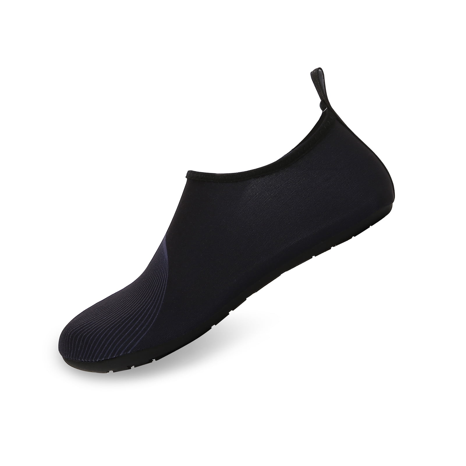 Men and Women a Slip On Barefoot Quick-Dry Beach Aqua Yoga Water Shoes (Curved Line/Black, 4-5 Women)