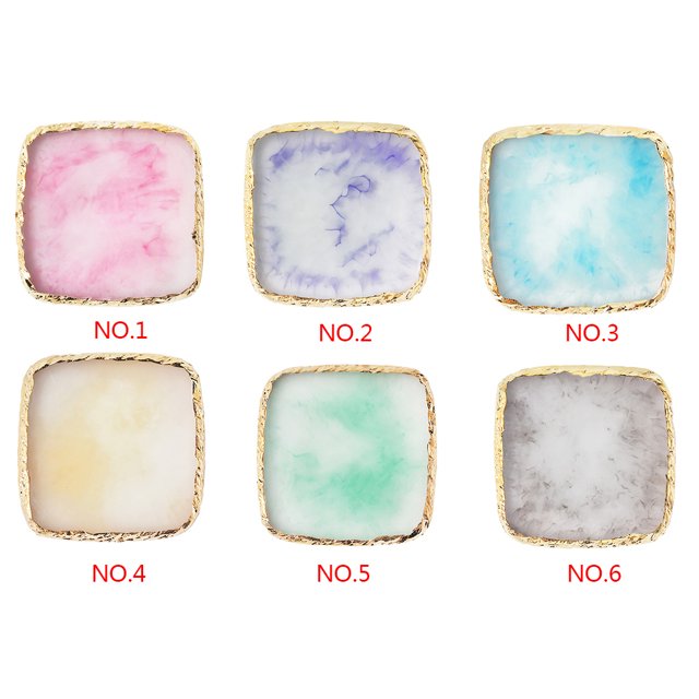 Langgg New Portable 1PC Resin Stone Color Palette False Tips Drawing Color Palette Polish Gel Color Mixing Display Tool pink 1Set