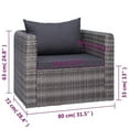 thumbnail image 3 of vidaXL 7 Piece Garden Sofa Set with Cushions & Pillows Poly Rattan Gray, 44158, 3 of 12