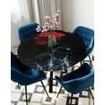 thumbnail image 5 of nqOlkjepod Red Roses Round Tablecloth, Fitted Table Cover with Elastic for 55"-60" Round Tables, Modern Art Splash Flowers Butterfly Table Cloth Outdoor Indoor Dinning Party Waterproof Tablecloths, 5 of 6