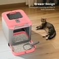 thumbnail image 3 of Fully Enclosed Cat Litter Box with Lid and Drawer, 3-Stage Adjustable Covered Litter Box for Kittens to Adult Cats, Anti-Splash, Odor Control, Pink, 3 of 7