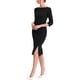 thumbnail image 4 of Vestido de Sheath para mujer INSPIRE CHIC, con cuello barco, mangas 3/4, dobladillo dividido, vestido midi para el trabajo, negro, 3XL, 4 of 6