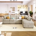 thumbnail image 2 of BedLuxury 110’’ L-Shape Convertible Sectional Couches Sofas with Storage Chaise,Chenille Comfy Couches for Living Room,Cup Holder and USB Ports,Beige, 2 of 8