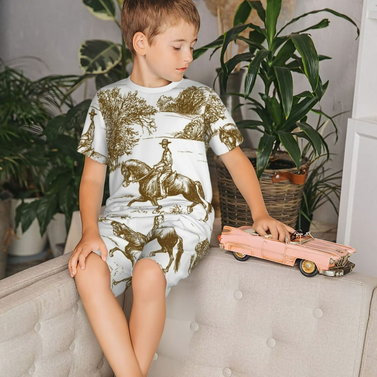 Toddler Girls Boys Pajamas Sets Horse Rider In Field Soft Comfy