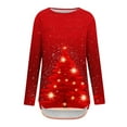thumbnail image 4 of biudgviw Christmas Long Sleeve Shirts for Women Print Crew Neck Tunic Tops Comfy Soft Curved Hem Blouses Festival Party Outfits, 4 of 5