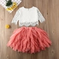 thumbnail image 4 of Baby Girl's Solid Color Long Sleeve Lace Shirt + Tulle Tutu Skirt Set, 4 of 8