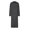 thumbnail image 4 of MIUOWANP Casual Dresses for Women Midi Length Women's V-Neck Striped Low Slit Lapel Long Sweater Dress, 4 of 4