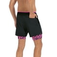 thumbnail image 4 of LRD Men's Workout Shorts with Compression Liner 5 Inch Inseam Black / Pink Tiger M, 4 of 6