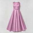 thumbnail image 7 of AHTJRT Bridesmaid Dresses for Girls Satin Soft Bow Tie Front Sleeveless Formal Pageant Ball Gown Party Princess Wedding Guest Dresses Beige#01 11-12 Years, 7 of 7