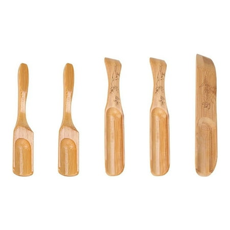 

Etereauty 5Pcs Bamboo Tea Scoops Chinese Kung Fu Tea Fittings Exquisite Loose Tea Scoops Kitchen Supplies