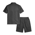thumbnail image 6 of Fabrcox 2 Piece Sets for Men Short Sleeve Button Down Shirt and Shorts Set Summer Vacation Outdoor Men's Tracksuit Black L, 6 of 6