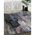 thumbnail image 3 of Ahgly Company Machine Washable Indoor Square Industrial Modern Black Eel Black Area Rugs, 7' Square, 3 of 7