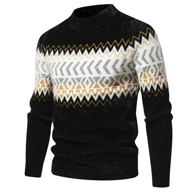 Styesk Chandail pour Homme Tricot pour Homme Col Rond Chandail Élastique Couleurs Assorties Texture Tendance Manteau Chandail
