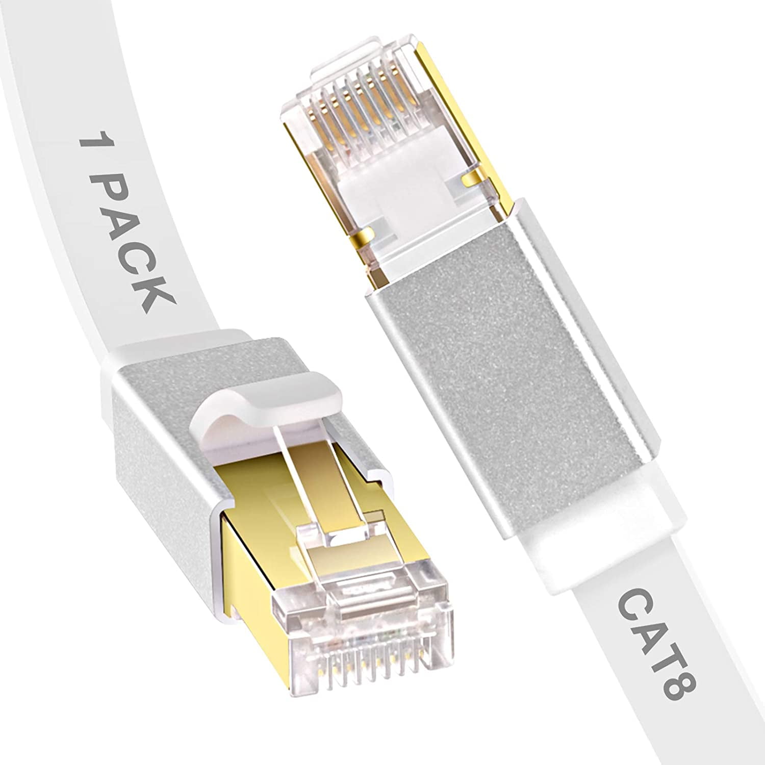 Si Incierto Día Cat 8 Ethernet Cable, GLANICS 30 ft Cat8 Network Internet Cable, High Speed LAN  Cord with RJ45 Connector for Modems, Routers, Switches, Gaming, Xbox, PS5,  PS4 (Flat, White) - Walmart.com