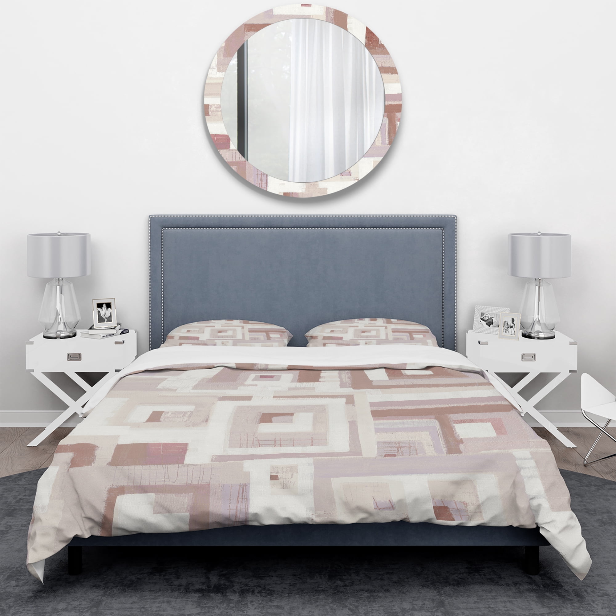 Designart 'Pink Geometric Form Windows II' Geometric Duvet Cover Set