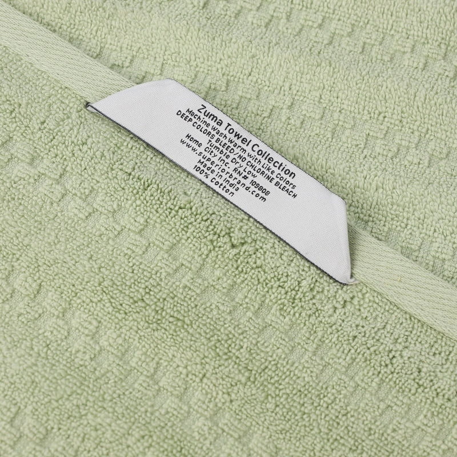 Superior Zuma Waffle Textured Stripes Zero Twist 6 Piece Towel Set, Green