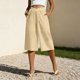 thumbnail image 5 of Pantalones de Pierna Recta de Lino para Mujeres Verano Suelto Color Sólido Cintura Elástica con Bolsillos Pantalones de Pierna Recta Casual, 5 of 6