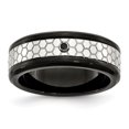thumbnail image 1 of Stainless Steel Polished with Brushed Black IP-plated 2pt. Diamond 8mm Band Ring 9 Size, 1 of 7