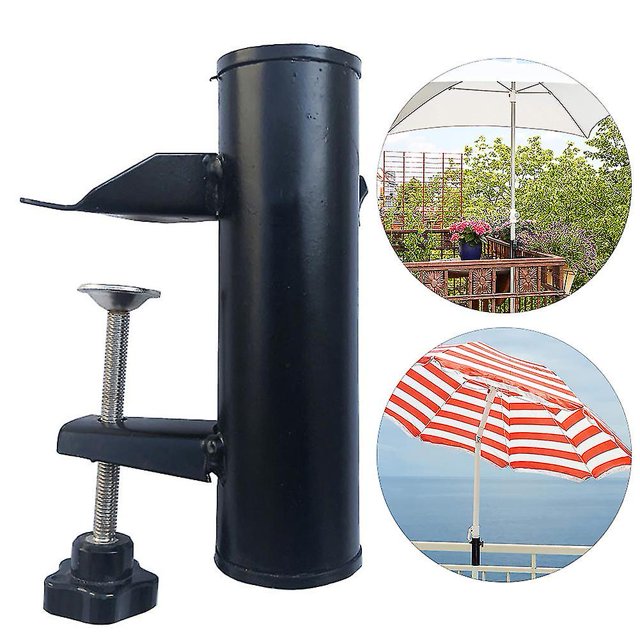 Abrazadera de montaje para paraguas, soporte para sombrilla de Patio, soporte para parasol, soporte para sombrilla de balcón, negro