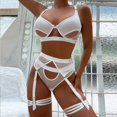 thumbnail image 4 of Gibobby Ropa interior mujer sexy Mujeres Sexy Malla de Encaje Floral Bordado Liga ligada Lencería Ropa Interior Conjuntos de lencería Sexy(Blanco, M), 4 of 5