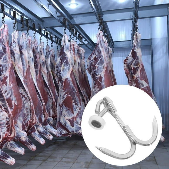 OUNONA Heavy Duty Stainless Steel Meat Hook Beef Sausage Hanging Hook Meat Hanger For Refrigerated Trucks Hook Design For Hanging Pork And Other Foods Butcher Equipment
