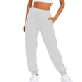thumbnail image 2 of White Wide Leg Sweatpants Women Mens Pants Casual Solid Color Track Cuff Workout Pants with Pocket Fashion Clothing, 2 of 6