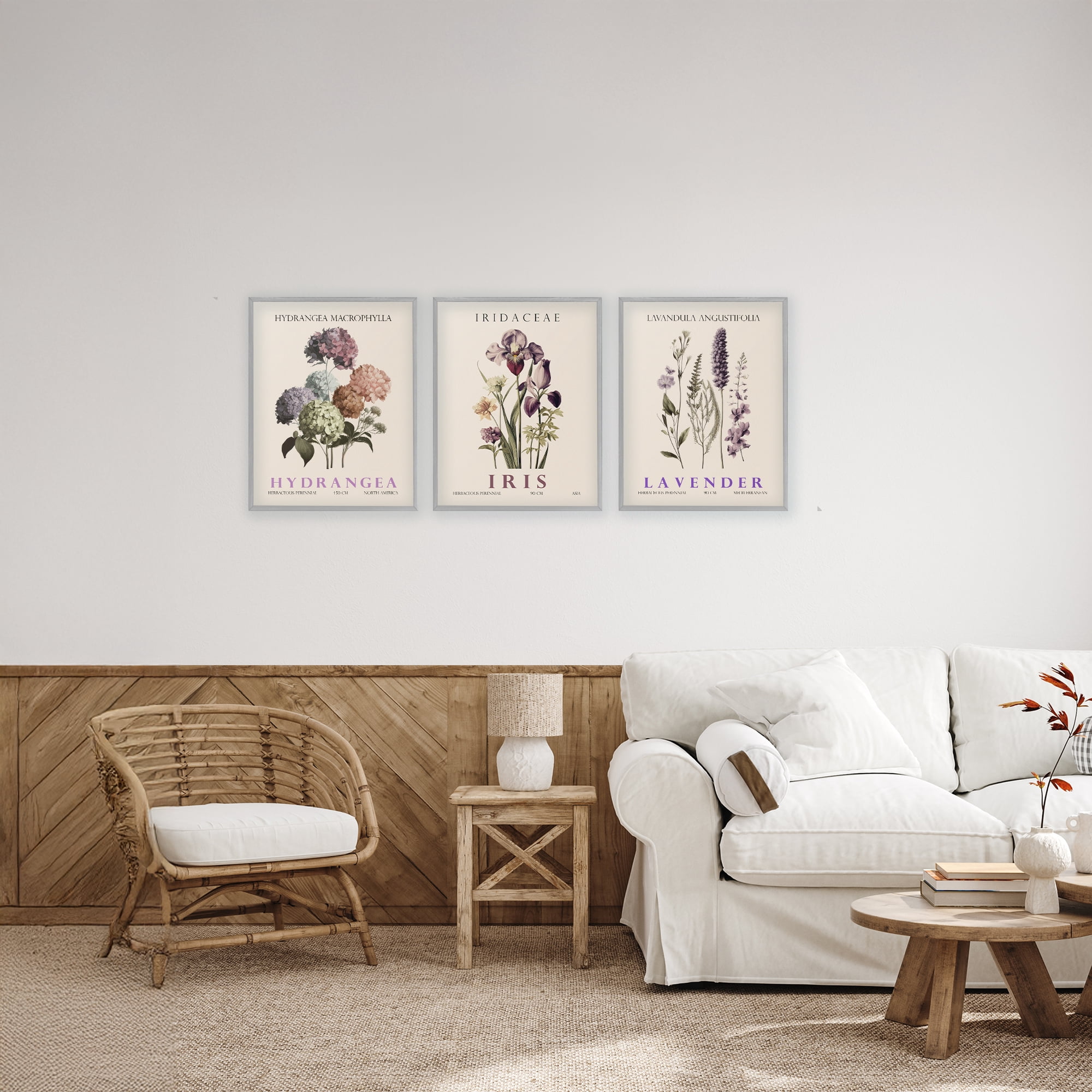 Stupell Industries Botanical Bundles & Sprigs 3 Piece Gray Framed Giclee Art Set, design by Christopher Giampietro