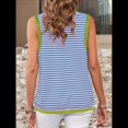 thumbnail image 4 of Camiseta Sin Mangas de Cuello Alto con Bloques de Color y Rayas Informales para Mujer, de Verano 2025, de Punto Holgado, de Corte Alto y Sin Mangas Verde S, 4 of 6
