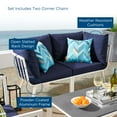 thumbnail image 2 of Lounge Loveseat Sofa, Aluminum, Metal, Steel, White Blue Navy, Modern Contemporary Urban Design, Outdoor Patio Balcony Cafe Bistro Garden Furniture Hotel Hospitality, 2 of 10