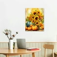 thumbnail image 2 of JRXY Autumn Wall Art Pumpkin and Sunflower Canvas Prints Thanksgiving Day Painting Fall Harvest Decor 16x20 in, 2 of 4