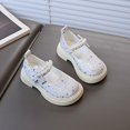 thumbnail image 6 of GiLiling Girls Dress Shoes Mary Jane Flats, Star Print PU Leather Shoes with Pearl Strap, Low Block Heel Princess Footwear for Party and Daily Wear (White, 4-4.5 Years), 6 of 6