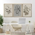 thumbnail image 2 of IDEA4WALL Framed Canvas Print Wall Art Set of 3 Floral Botanical Retro Wildflower Bouquet Vintage Classic Illustrations Fine Art Zen Country/Farmhouse Rustic for Home Decor - Natural 16"x24"x3, 2 of 5