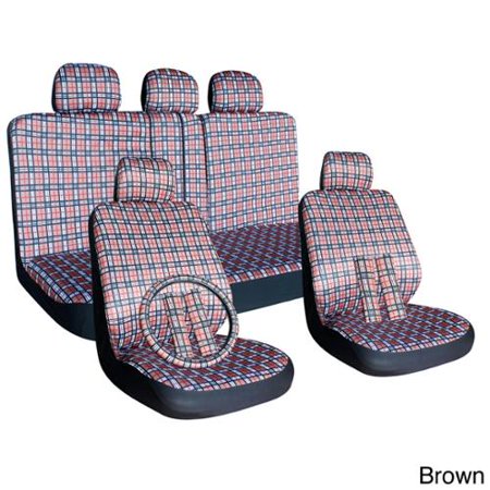 Oxgord Exquisite Plaid Checkered 17-piece Seat Covers Set Yellow ... Oxgord Exquisite Plaid Checkered 17-piece Seat Covers Set Yellow ...