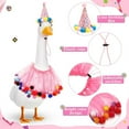 thumbnail image 3 of Duslogis Birthday Porch Goose Outfit Lawn Clothes Hat and Tutu Collar Plastic Outfits for 23" 17" Cement Goose Outdoor Garden Lawn Art Decor (Pink), 3 of 7