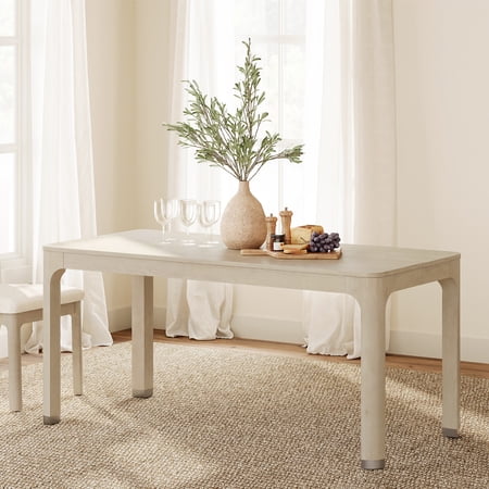 WAMPAT 66 Rectangular Dining Table With Solid Wood Legs White Oak