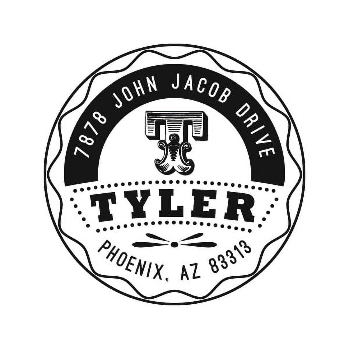 Personalized Round Self-Inking Rubber Stamp - The Tyler Initial