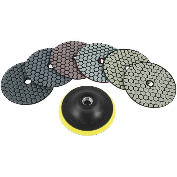 Toorise 7pcs 4 Inch/100mm Diamond Polishing Pads Dry Polishing Kit 30-3000 Grit Diamond Grinding Pads with M14 Backer Pad Polishing Accessories for Granite Stone Concrete Marble Floor Grinding Polishi